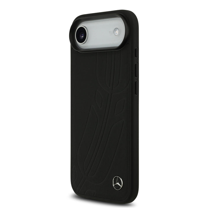 Mercedes-Benz iPhone Air Backcover hoesje - Genuine Leather - Magsafe - Large Laurel Leave - Zwart-Hoesjes-Ilumina Benelux