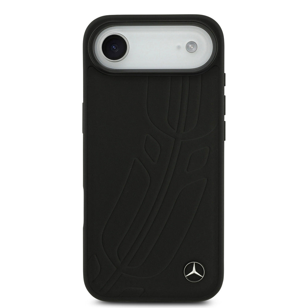 Mercedes-Benz iPhone Air Backcover hoesje - Genuine Leather - Magsafe - Large Laurel Leave - Zwart-Hoesjes-Ilumina Benelux