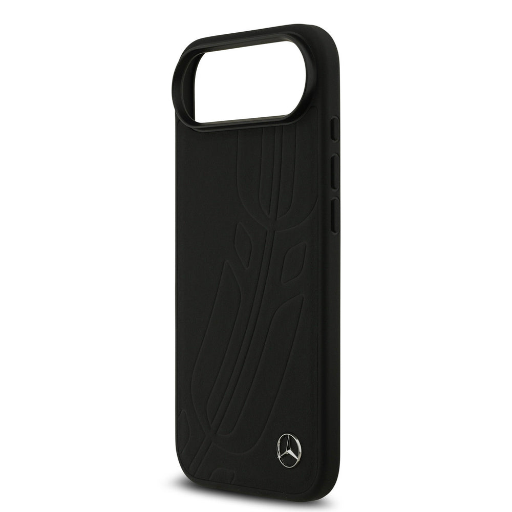 Mercedes-Benz iPhone Air Backcover hoesje - Genuine Leather - Magsafe - Large Laurel Leave - Zwart-Hoesjes-Ilumina Benelux