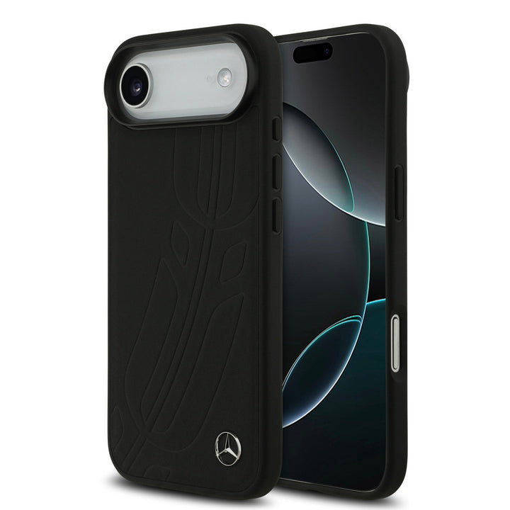 Mercedes-Benz iPhone Air Backcover hoesje - Genuine Leather - Magsafe - Large Laurel Leave - Zwart-Hoesjes-Ilumina Benelux