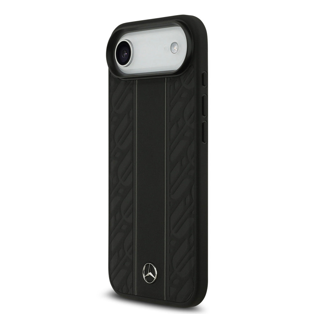 Mercedes-Benz iPhone Air Backcover hoesje - Genuine Leather - Magsafe - Laurel Leaves and Stripes - Zwart-Hoesjes-Ilumina Benelux