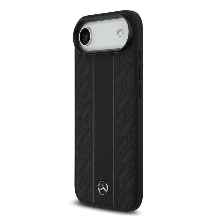 Mercedes-Benz iPhone Air Backcover hoesje - Genuine Leather - Magsafe - Laurel Leaves and Stripes - Zwart-Hoesjes-Ilumina Benelux