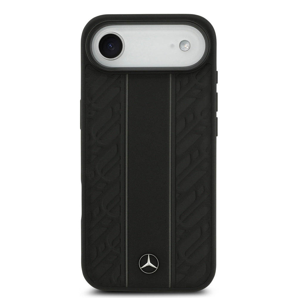 Mercedes-Benz iPhone Air Backcover hoesje - Genuine Leather - Magsafe - Laurel Leaves and Stripes - Zwart-Hoesjes-Ilumina Benelux
