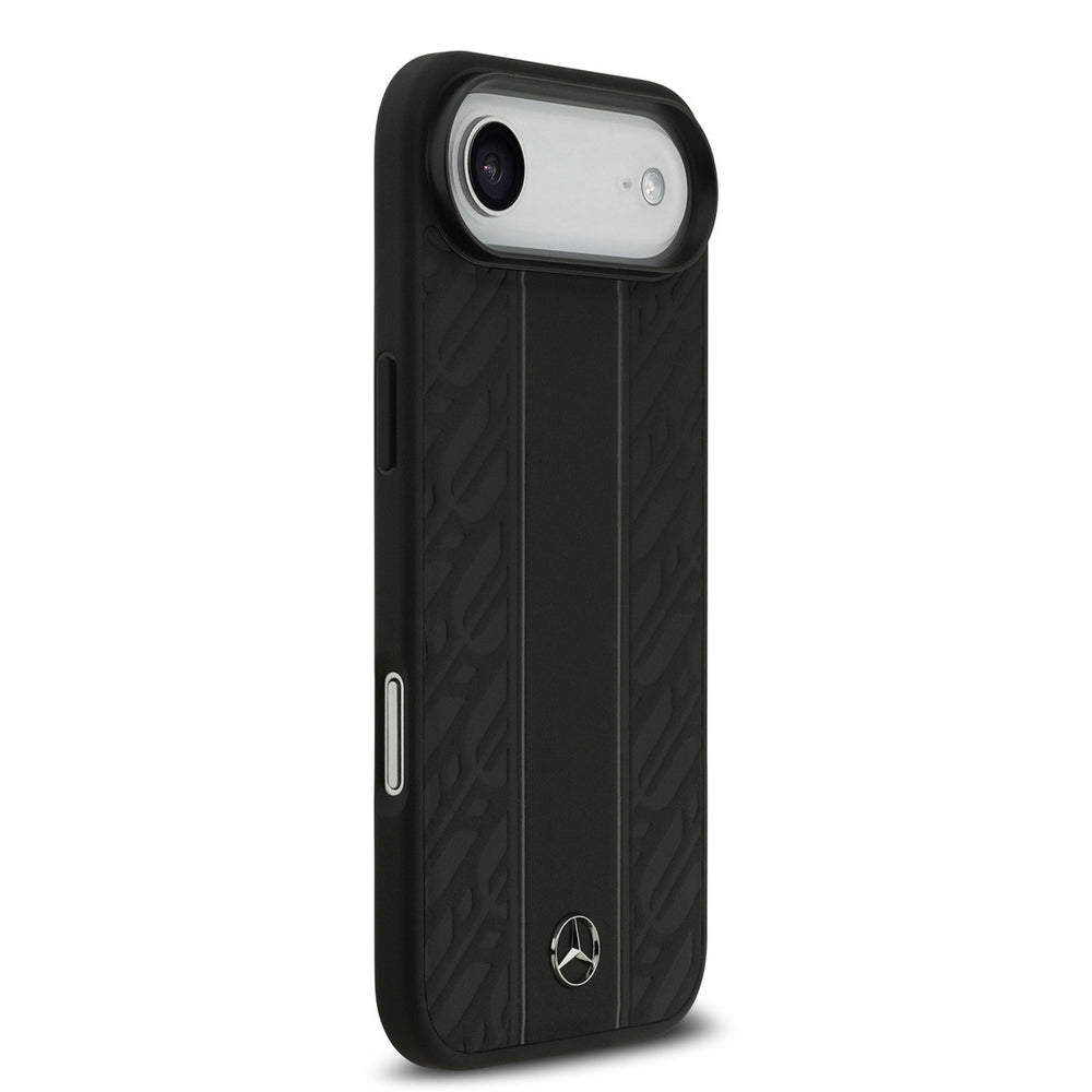 Mercedes-Benz iPhone Air Backcover hoesje - Genuine Leather - Magsafe - Laurel Leaves and Stripes - Zwart-Hoesjes-Ilumina Benelux