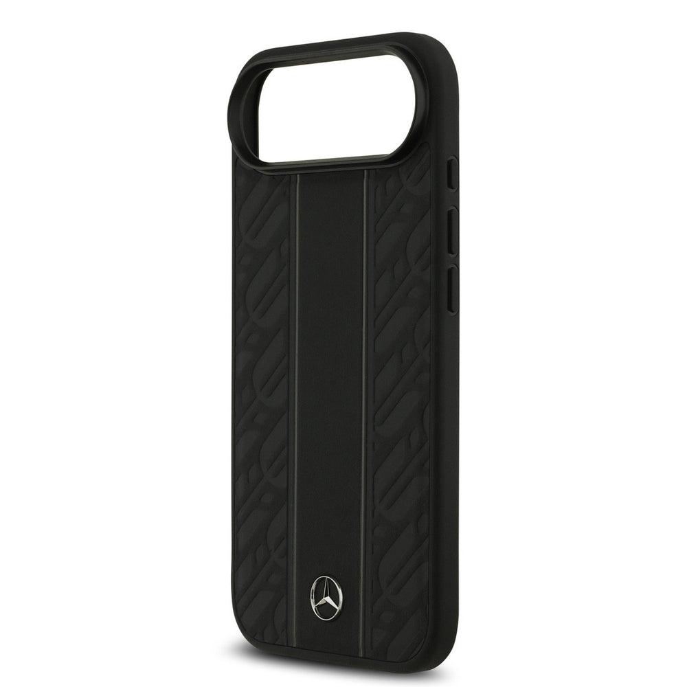 Mercedes-Benz iPhone Air Backcover hoesje - Genuine Leather - Magsafe - Laurel Leaves and Stripes - Zwart-Hoesjes-Ilumina Benelux