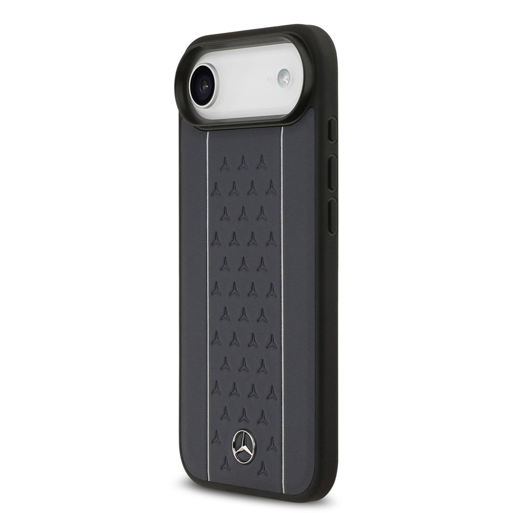 Mercedes-Benz iPhone Air Backcover hoesje - Genuine Leather - Magsafe - Star Pattern and White Stripes - Navy-Hoesjes-Ilumina Benelux