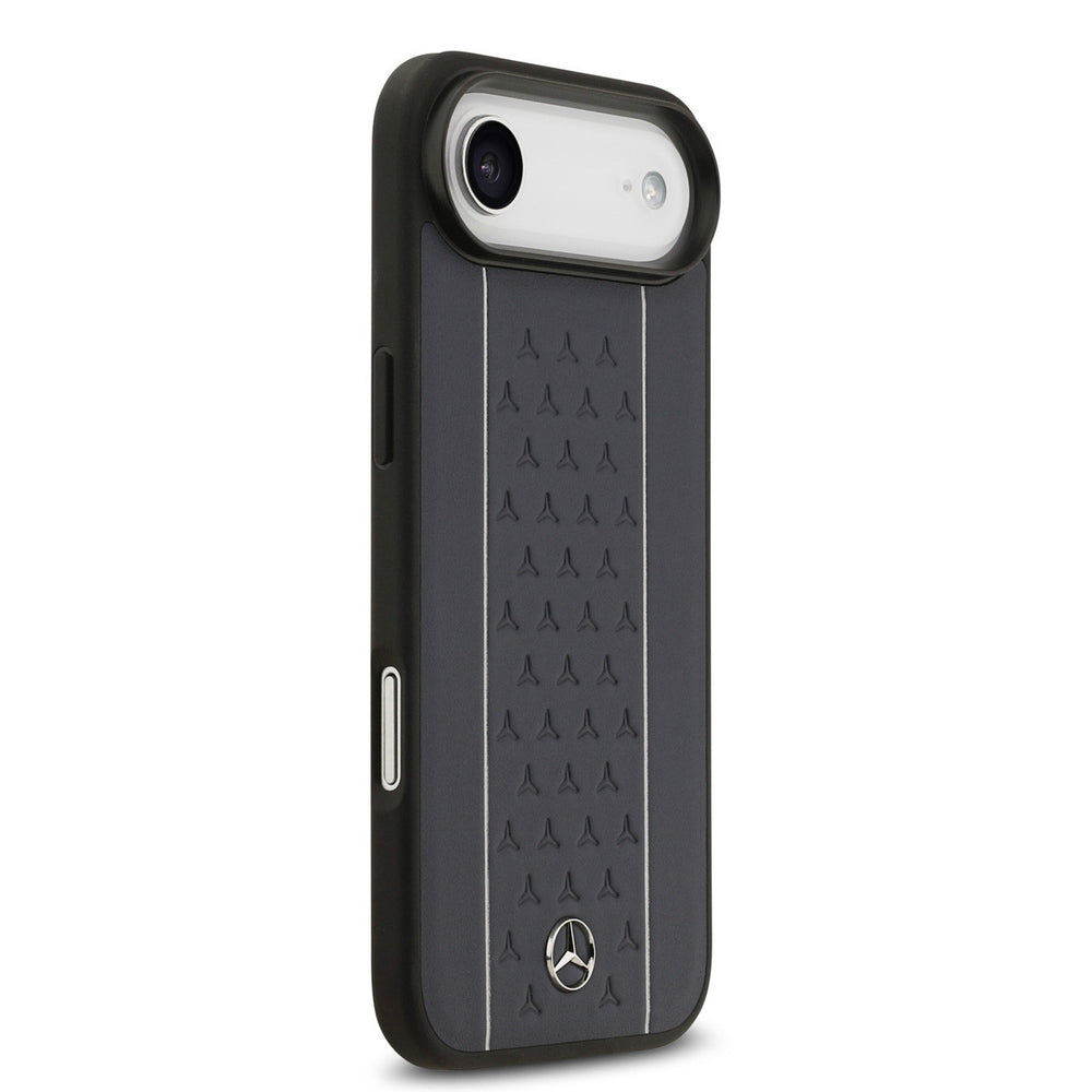 Mercedes-Benz iPhone Air Backcover hoesje - Genuine Leather - Magsafe - Star Pattern and White Stripes - Navy-Hoesjes-Ilumina Benelux