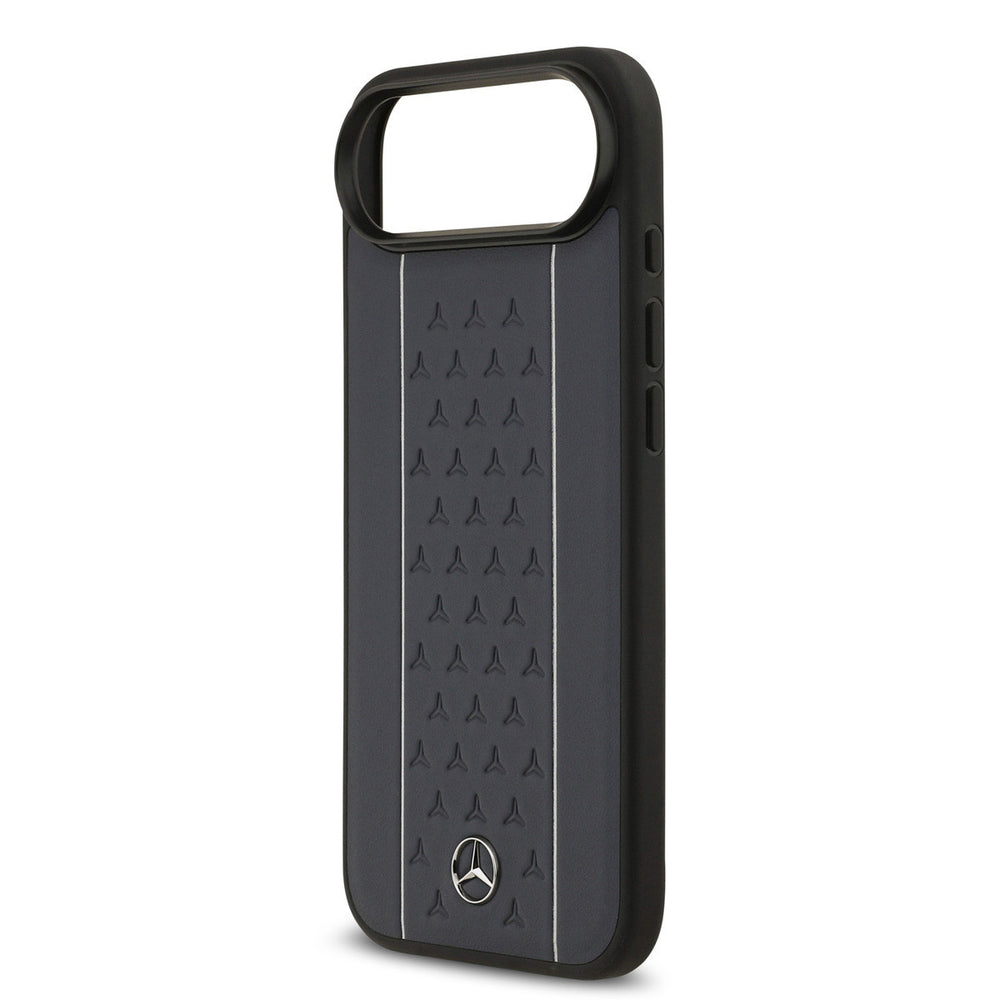 Mercedes-Benz iPhone Air Backcover hoesje - Genuine Leather - Magsafe - Star Pattern and White Stripes - Navy-Hoesjes-Ilumina Benelux
