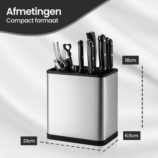 Messenrek – Keukenrek zonder boren – Ophangbare keuken organizer voor messen & bestek – Zelfklevend wandrek – Zwart-Leeg messenblok-Ilumina Benelux