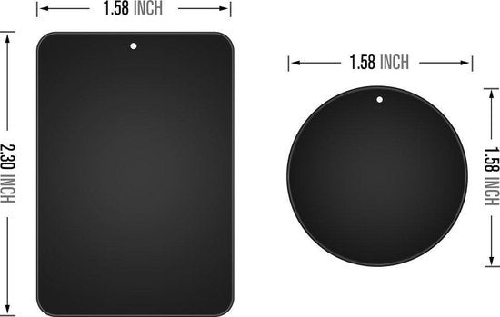 Metalen platen telefoonhouder auto – 8 stuks rond & rechthoek – 3M plakstrip – Vervangend metaal – Zwart-Telefoonhouders-Ilumina Benelux