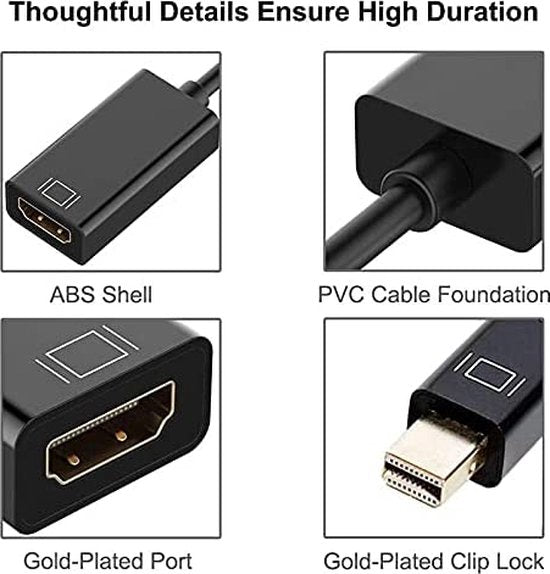 Mini DisplayPort naar HDMI Adapter – Thunderbolt Converter – 1080p Full HD – Voor MacBook/iMac/MacBook Pro/Air – Zilver-Ilumina Benelux