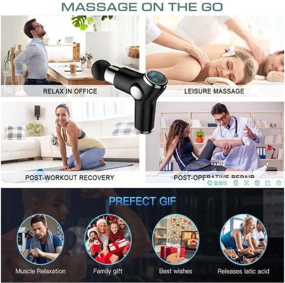 Mini massage gun gezicht – Professioneel facial gun – 4 opzetstukken – Oplaadbaar 32 standen – 2000 mAh – Zwart-Massage-accessoire-Ilumina Benelux
