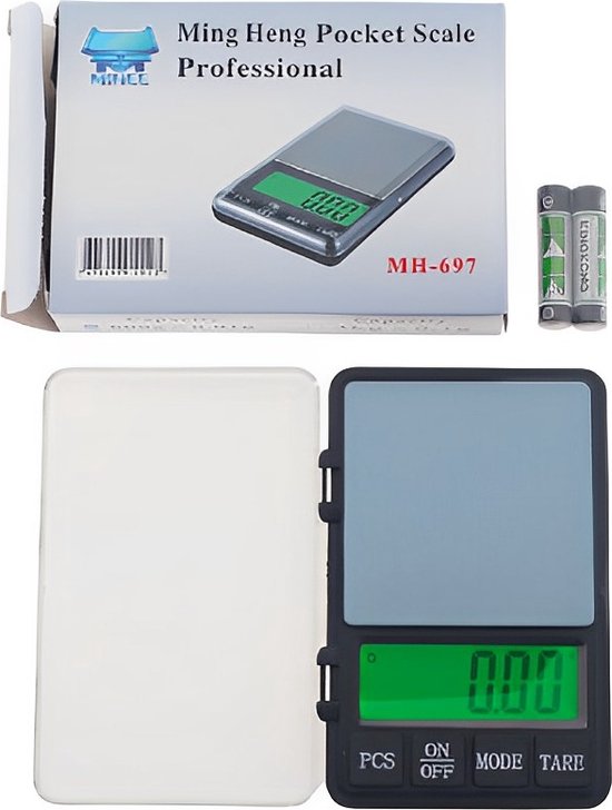 Mini zakweegschaal – Digitale precisieweegschaal 0,01g-200g – Voor sieraden & keuken – Met deksel en batterijen – Zwart-Personenweegschaal-Ilumina Benelux