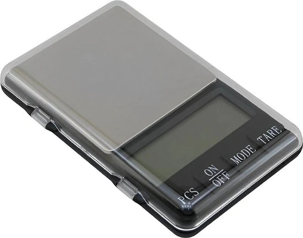 Mini zakweegschaal – Digitale precisieweegschaal 0,01g-200g – Voor sieraden & keuken – Met deksel en batterijen – Zwart-Personenweegschaal-Ilumina Benelux