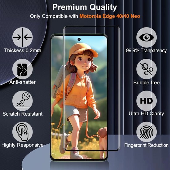Motorola Edge 40 / Edge 40 Neo Screenprotector Full Cover Screenprotector Gehard 9H – 3-Pack-Ilumina Benelux