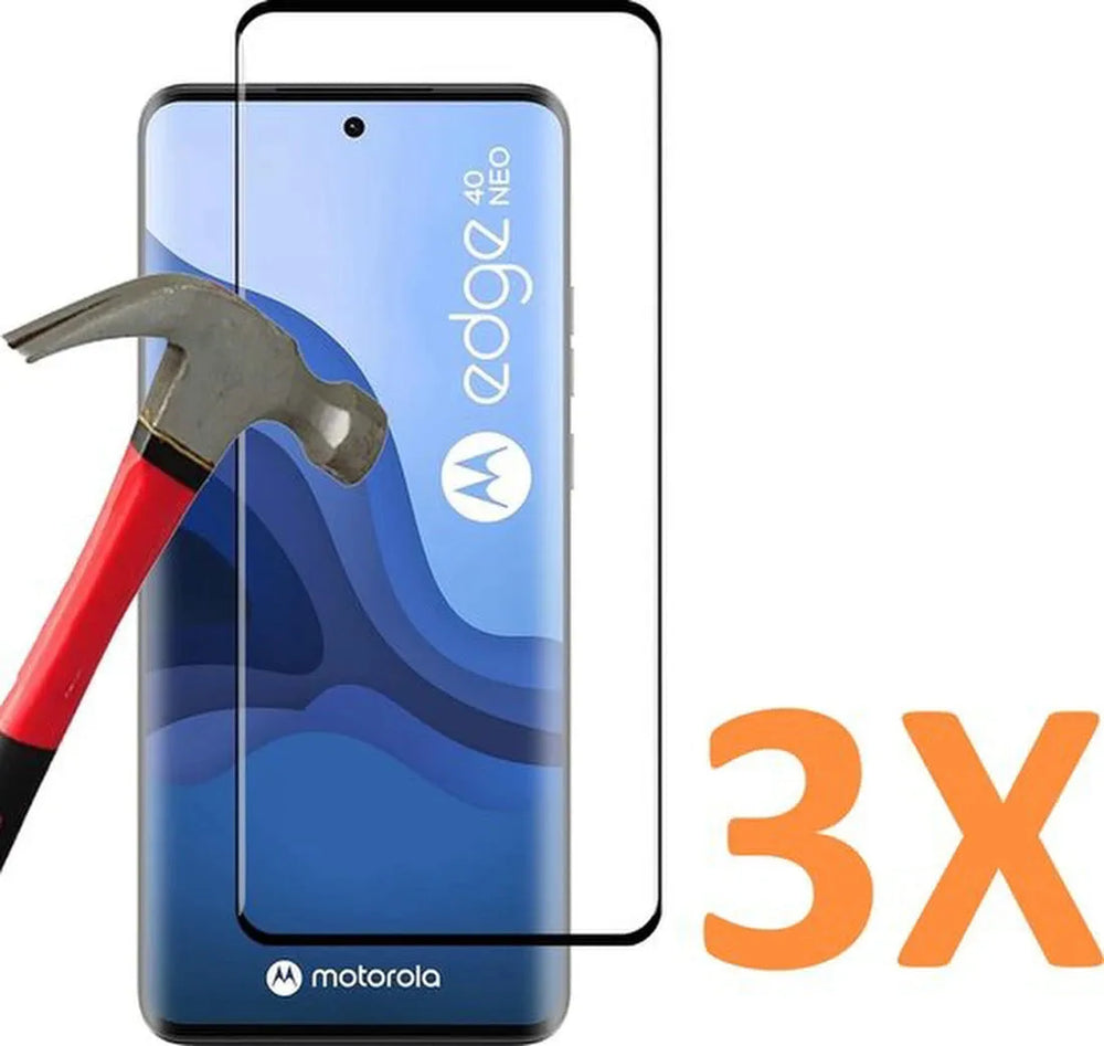 Motorola Edge 40 / Edge 40 Neo Screenprotector Full Cover Screenprotector Gehard 9H – 3-Pack-Ilumina Benelux