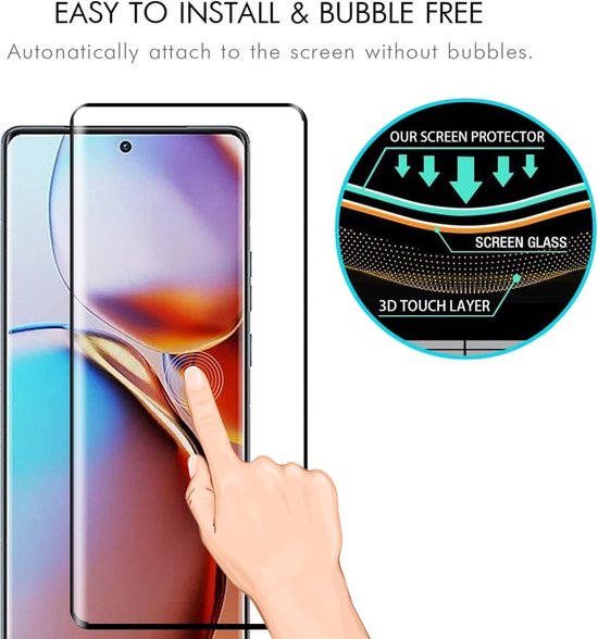 Motorola Edge 40 Pro Screenprotector Full Cover Screenprotector Gehard 9H – 2-Pack-Ilumina Benelux