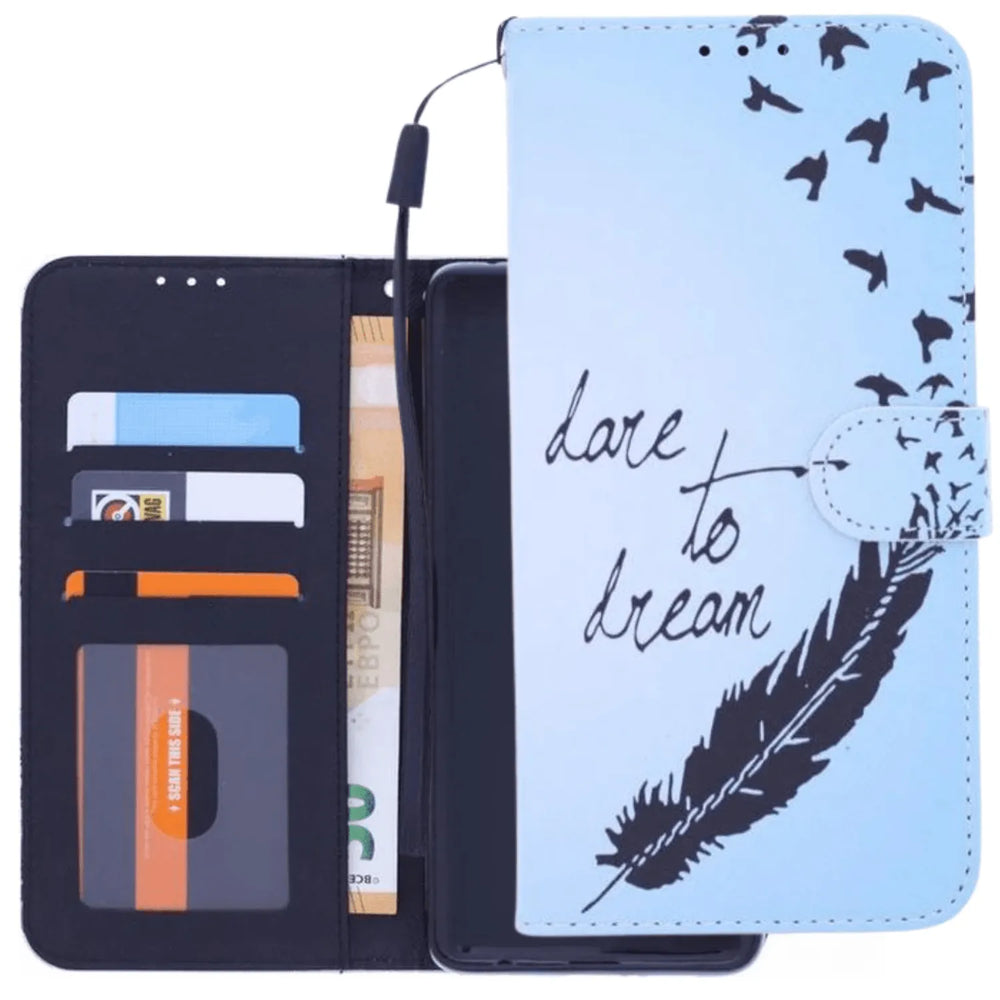 Motorola G9 Plus Hoesjes – Bookcase Portemonnee Hoes – Magneetsluiting – Love To Dream – Multicolor-Ilumina Benelux