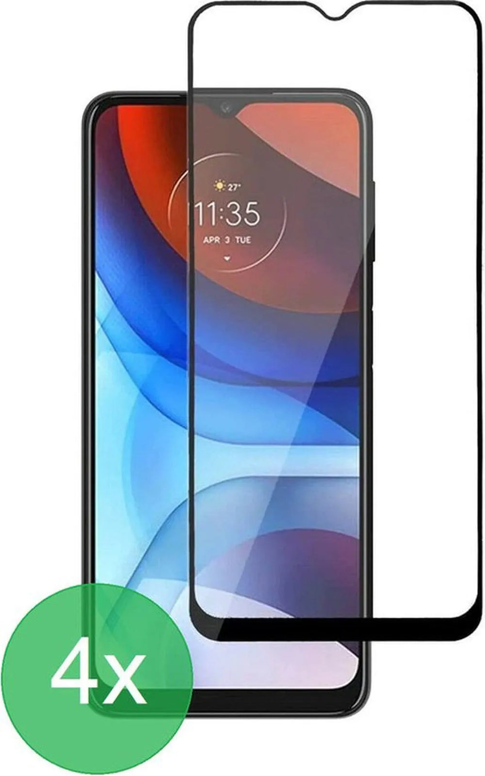 Motorola Moto E7 Screenprotector Full Cover – 9H Gehard Glas – 4-Pack-Ilumina Benelux