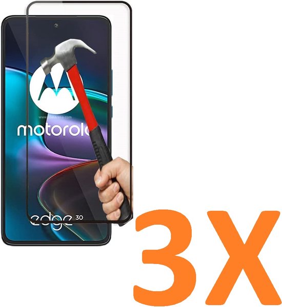 Motorola Moto Edge 30 Screenprotector Full Cover Screenprotector Gehard 9H – 3-Pack-Ilumina Benelux
