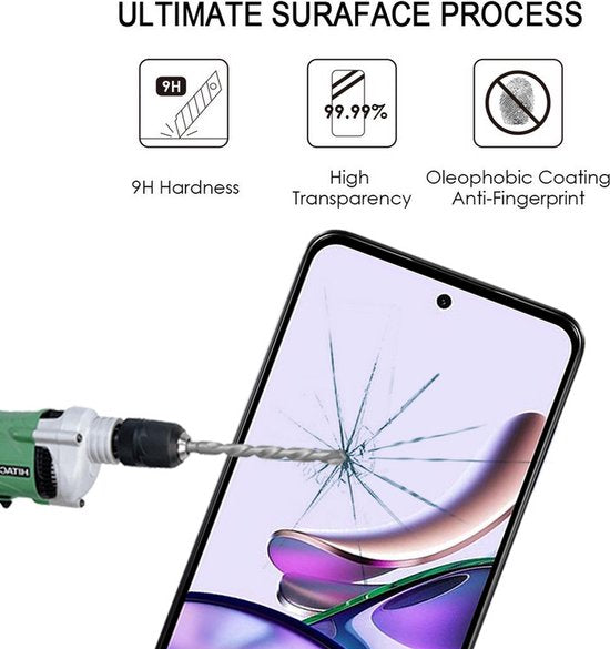 Motorola Moto G13 Screenprotector Full Cover Screenprotector Gehard 9H – 2-Pack-Ilumina Benelux