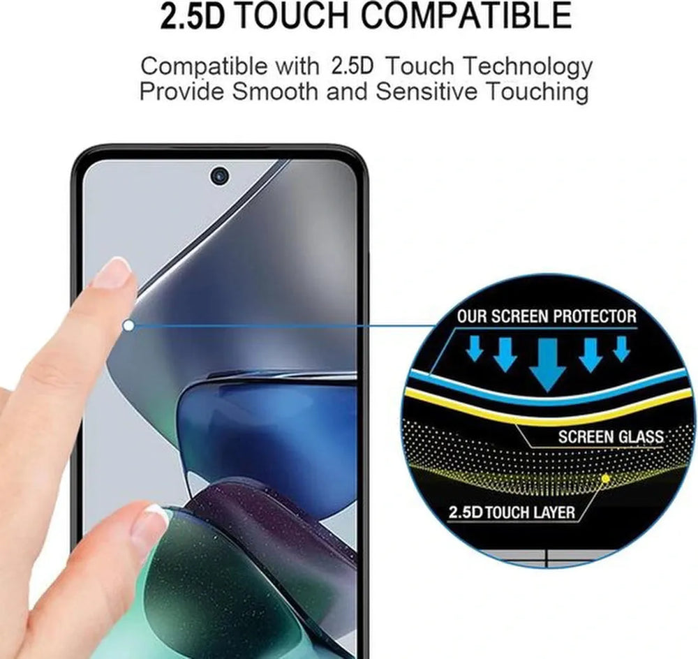 Motorola Moto G13/G23/G53 Screenprotector Full Cover Screenprotector Gehard 9H – Anti-kras – Tempered Glas – 2-Pack-Ilumina Benelux