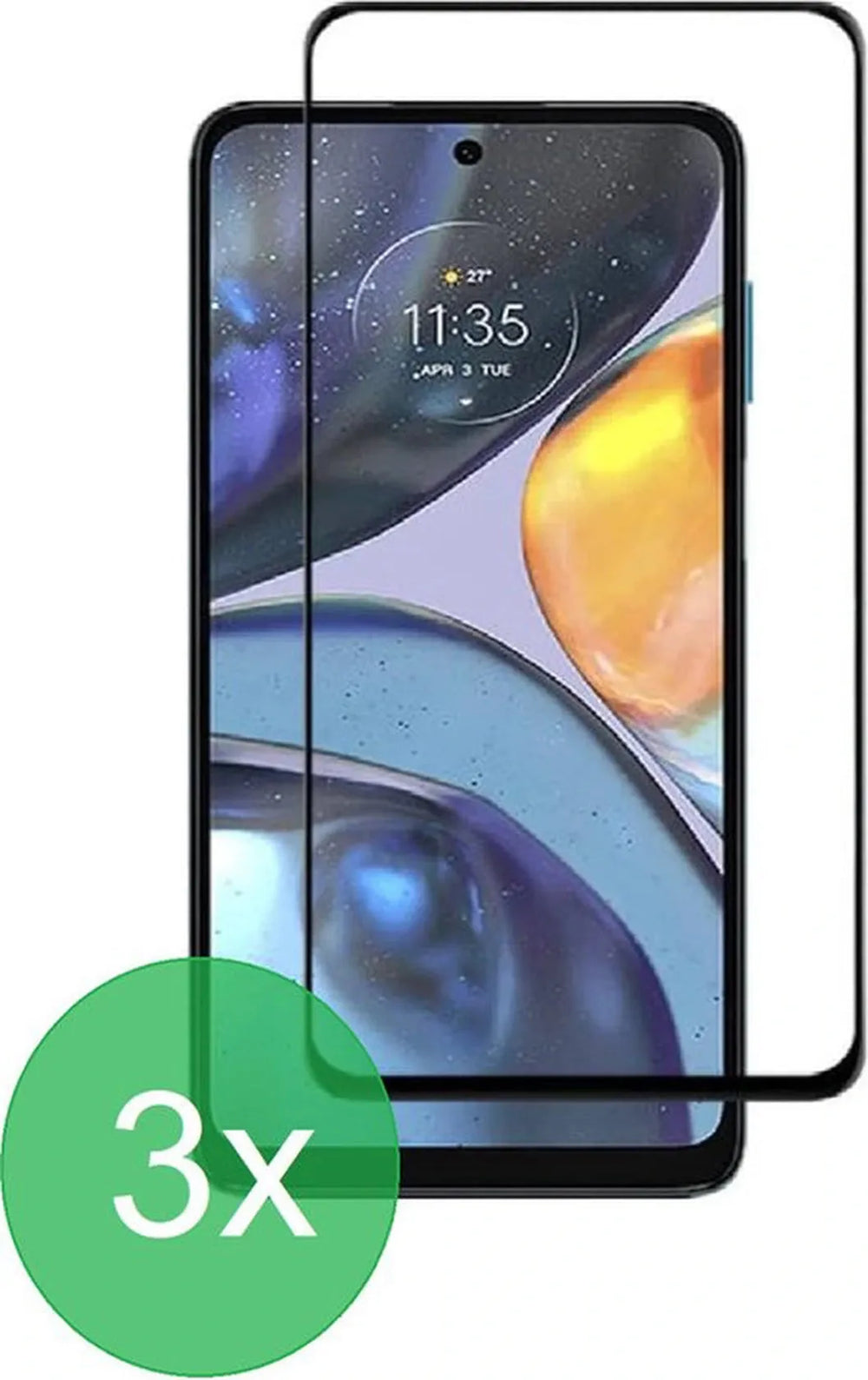 Motorola Moto G22 Screenprotector Full Cover Screenprotector Gehard 9H – 3-Pack-Ilumina Benelux