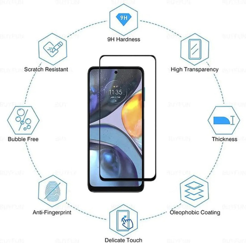 Motorola Moto G22 Screenprotector Full Cover Screenprotector Gehard 9H – 4-Pack-Ilumina Benelux
