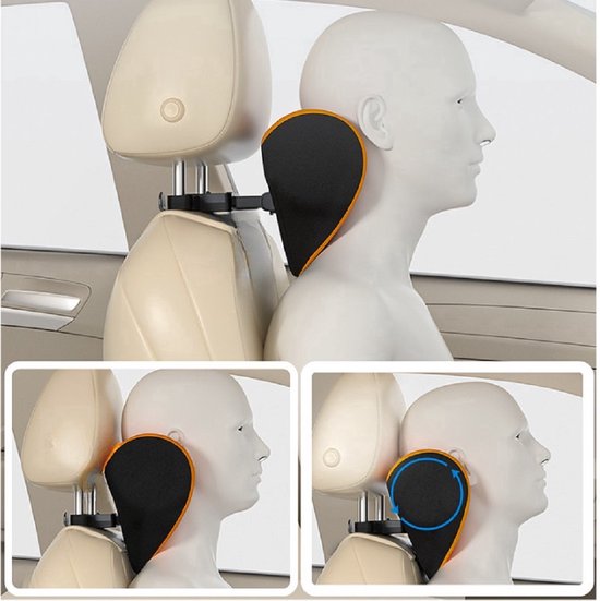 Nekkussen auto – Ergonomisch reiskussen traagschuim – Verstelbaar – Ademend – Met haak – Zwart-Nekkussen (reizen)-Ilumina Benelux