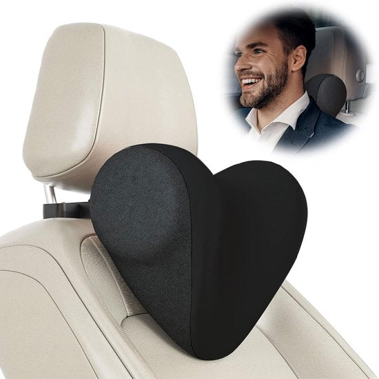 Nekkussen auto – Ergonomisch reiskussen traagschuim – Verstelbaar – Ademend – Met haak – Zwart-Nekkussen (reizen)-Ilumina Benelux
