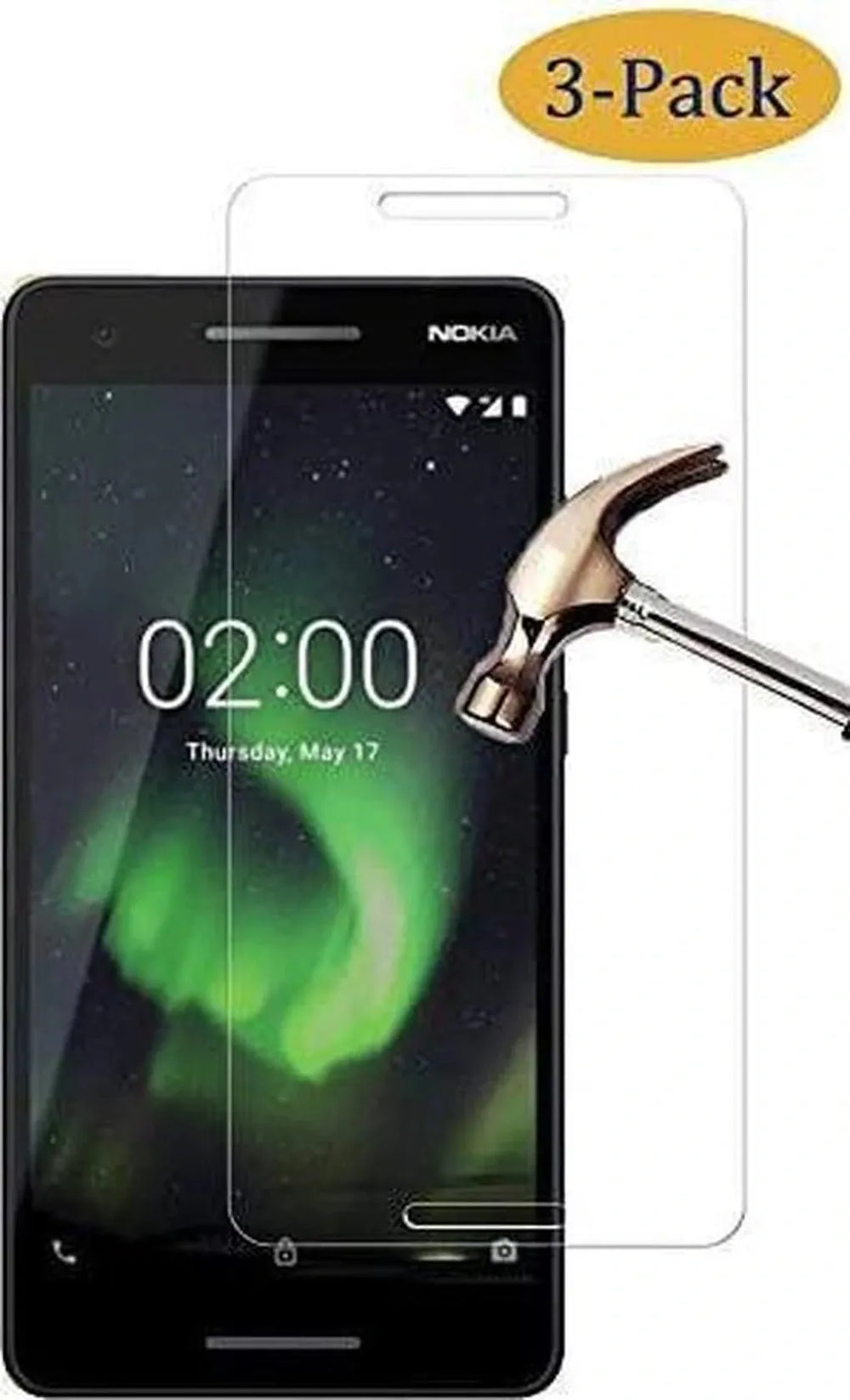 Nokia 2.1 Screenprotector Gehard 9H – Anti Kras – 3-Pack-Ilumina Benelux