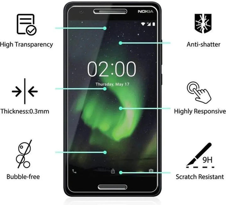 Nokia 2.1 Screenprotector Gehard 9H – Anti-kras – 2-Pack-Ilumina Benelux