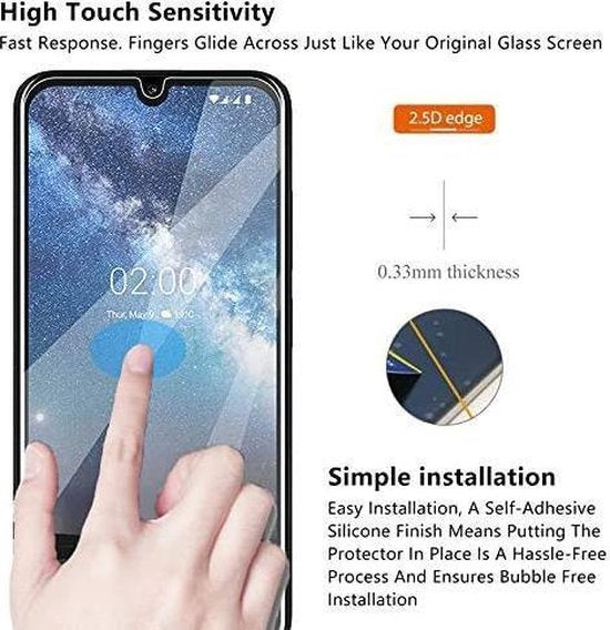 Nokia 2.2 Screenprotector Gehard 9H – Anti-kras – 3-Pack Tempered Glas-Ilumina Benelux
