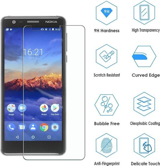 Nokia 3.1 Plus Screenprotector Gehard 9H – Anti-kras – 2-Pack-Ilumina Benelux