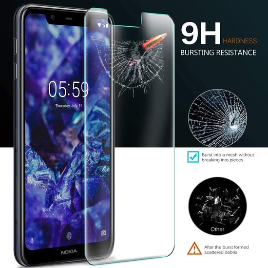 Nokia 5.1 Plus Screenprotector Gehard 9H – Anti-kras – 2-Pack-Ilumina Benelux