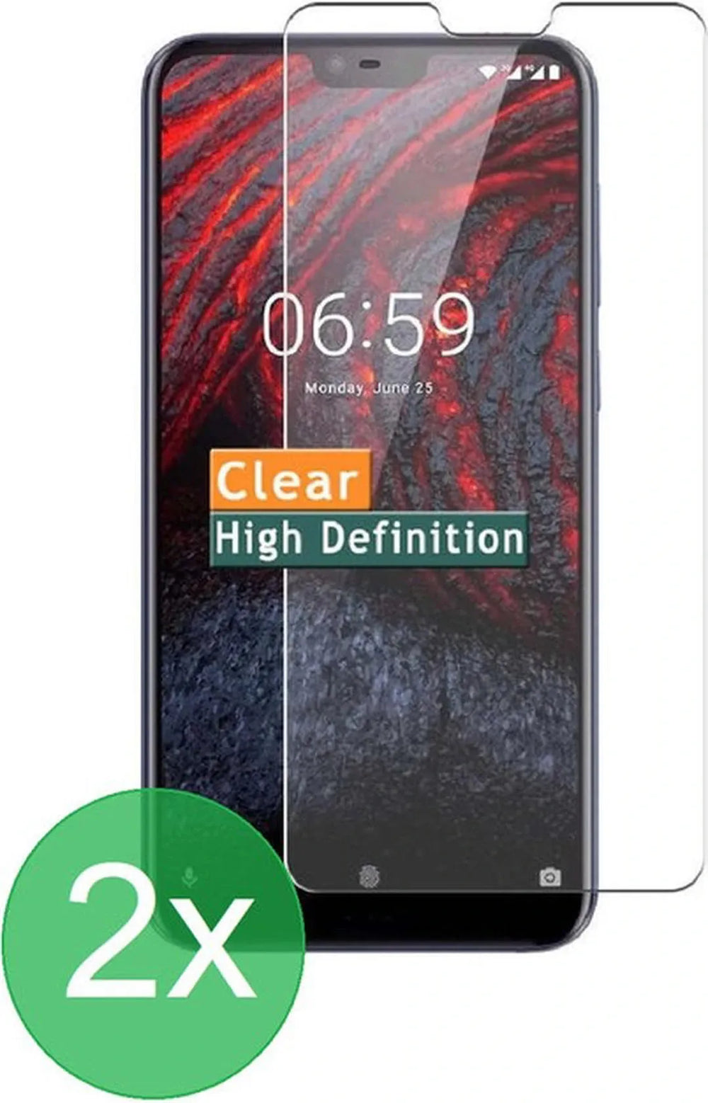 Nokia 6.1 Plus (Nokia X6) – 9H Gehard Glas – Anti-kras – 2-Pack Tempered Glas-Ilumina Benelux