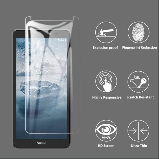 Nokia C2 Screenprotector Gehard 9H – Anti-kras – 5-Pack-Ilumina Benelux