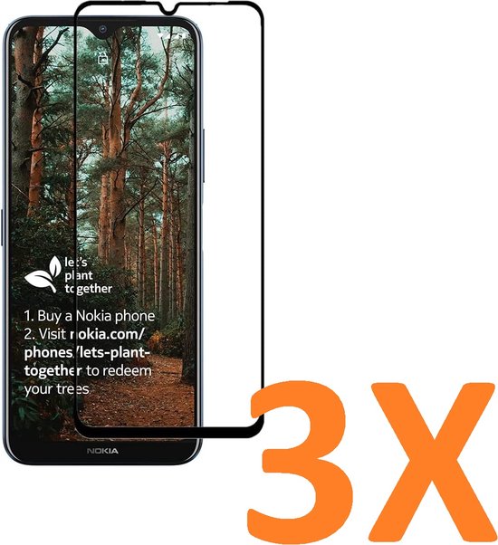 Nokia G10/G20 Screenprotector Full Cover Screenprotector Gehard 9H – Anti-kras – Tempered Glas – 3-Pack-Ilumina Benelux