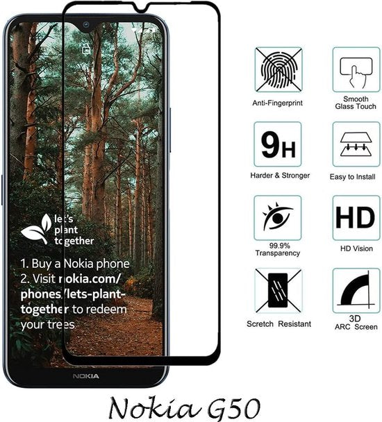Nokia G50 Screenprotector Full Cover Screenprotector Gehard 9H – 2-Pack-Ilumina Benelux