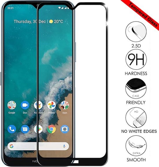 Nokia G50 Screenprotector Full Cover Screenprotector Gehard 9H – Anti-kras – Tempered Glas – 1-Pack-Ilumina Benelux