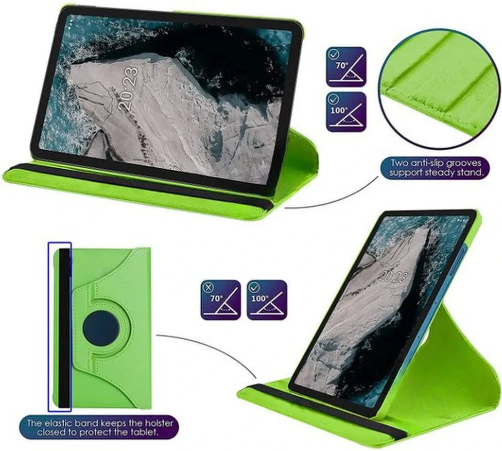Nokia T20 – Multi Stand Case Hoesjes – 360° draaibaar – Groen-Tablethoesjes-Ilumina Benelux