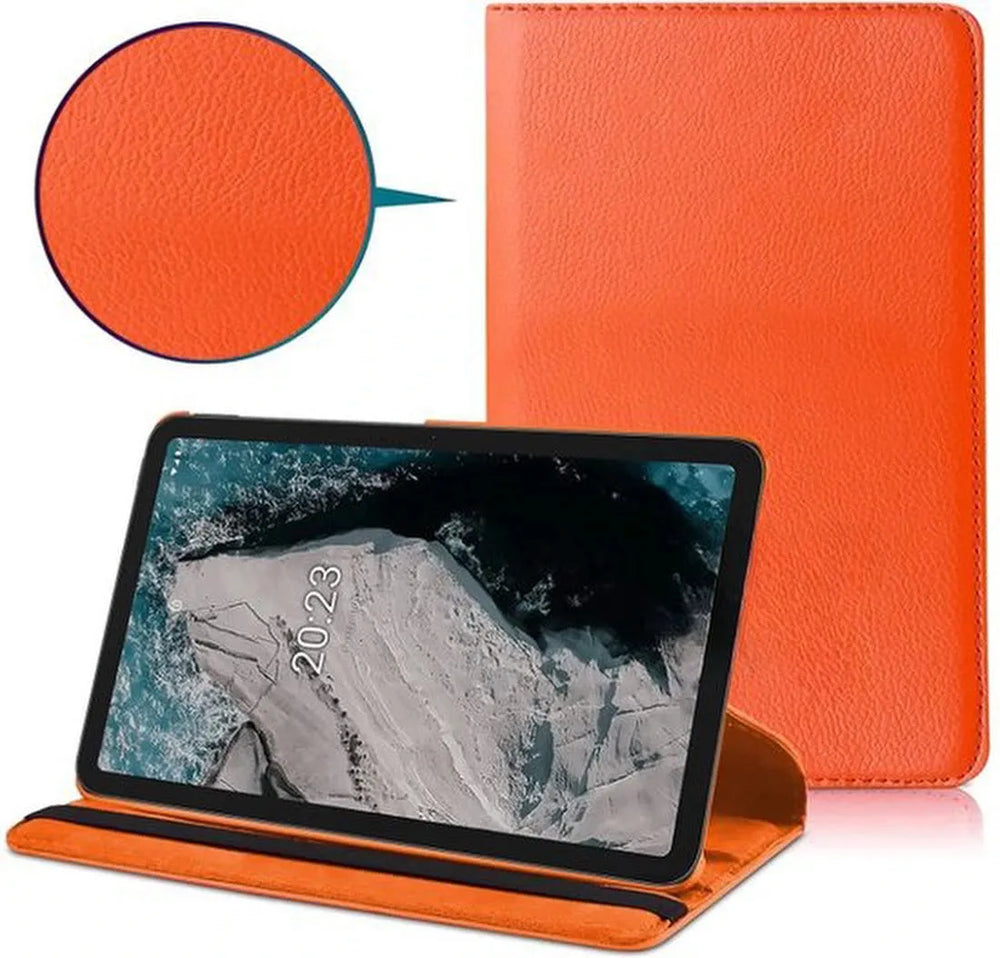 Nokia T20 – Multi Stand Case Hoesjes – 360° draaibaar – Oranje-Tablethoesjes-Ilumina Benelux