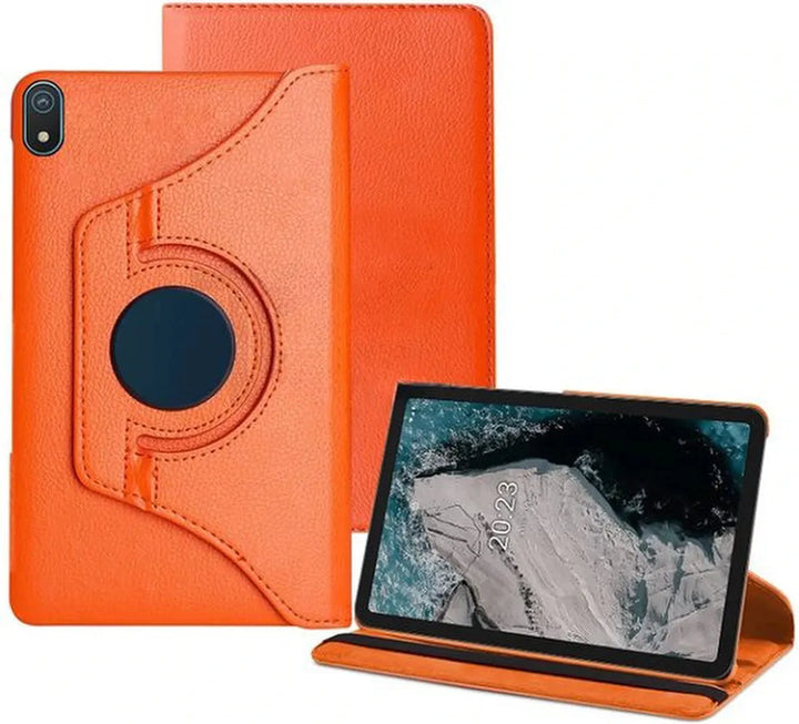 Nokia T20 – Multi Stand Case Hoesjes – 360° draaibaar – Oranje-Tablethoesjes-Ilumina Benelux
