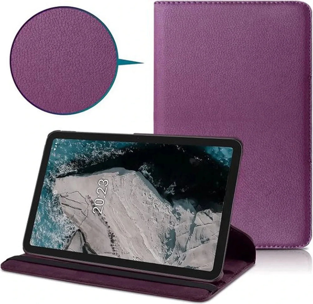 Nokia T20 – Multi-Stand Case Hoesjes – 360° draaibaar – Paars-Tablethoesjes-Ilumina Benelux