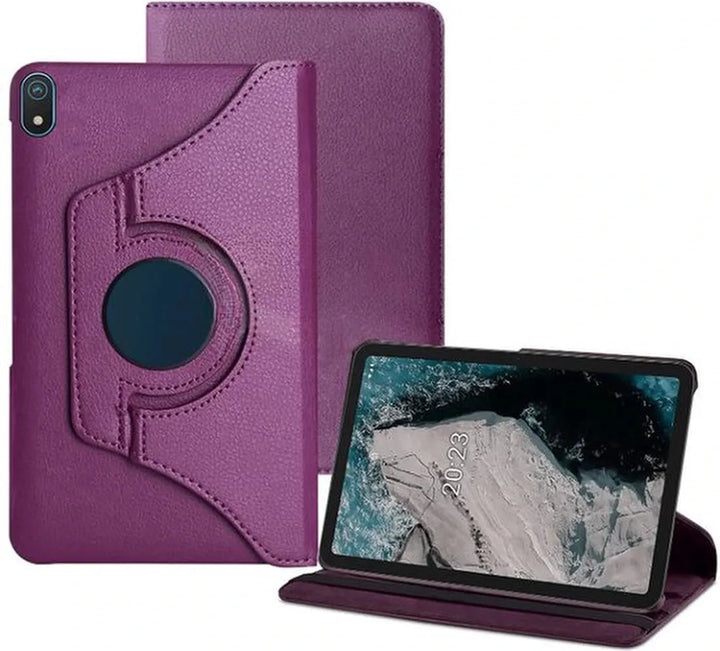 Nokia T20 – Multi-Stand Case Hoesjes – 360° draaibaar – Paars-Tablethoesjes-Ilumina Benelux