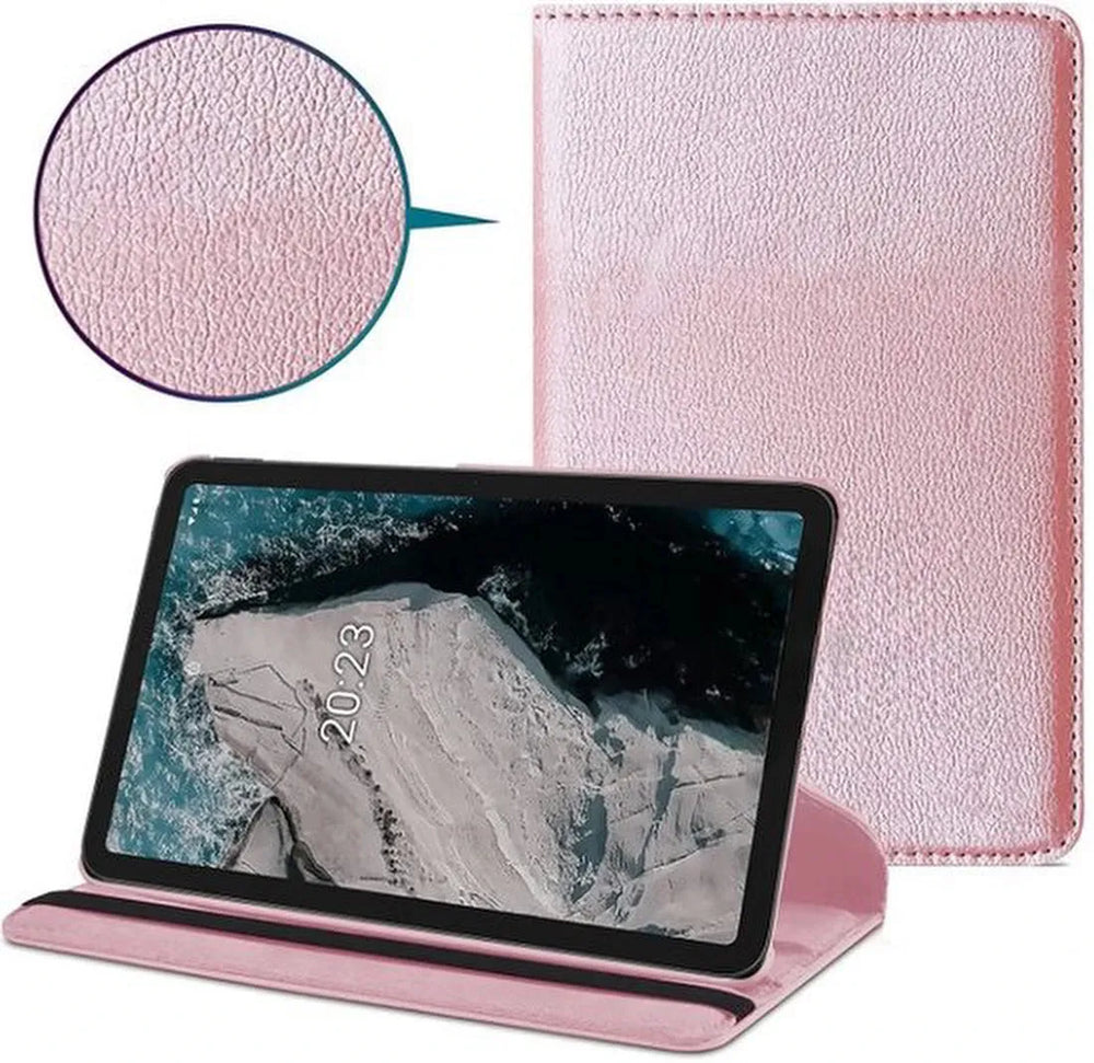 Nokia T20 – Multi Stand Case Hoesjes – 360° draaibaar – Roségoud-Tablethoesjes-Ilumina Benelux
