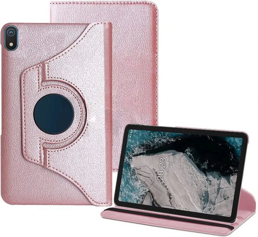 Nokia T20 – Multi Stand Case Hoesjes – 360° draaibaar – Roségoud-Tablethoesjes-Ilumina Benelux