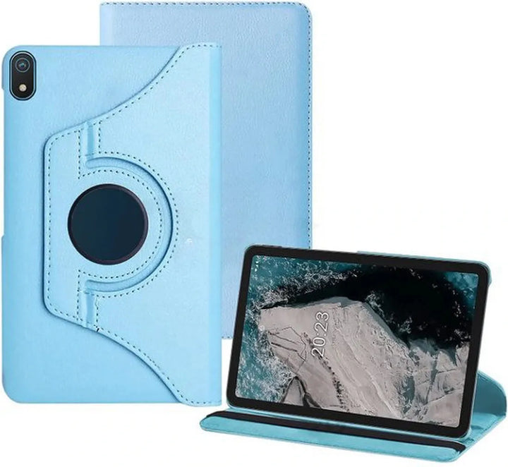 Nokia T20 – Multi Stand Case Hoesjes – 360° draaibaar – Turquoise-Tablethoesjes-Ilumina Benelux