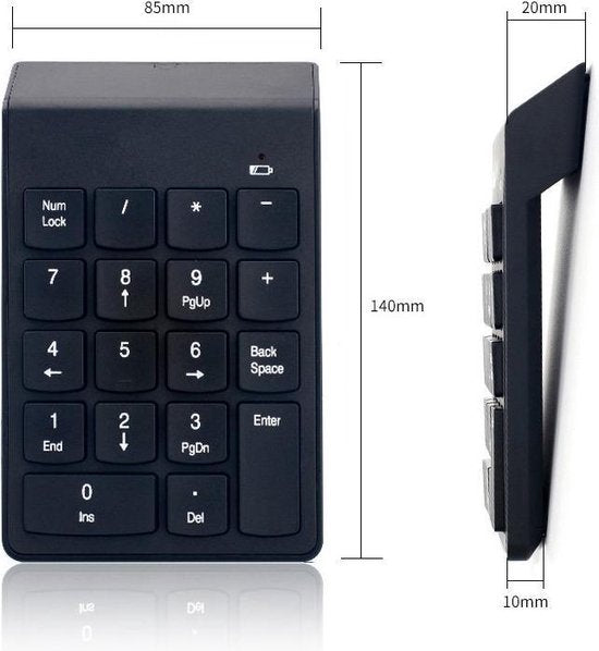Numeriek toetsenbord draadloos – Bluetooth numpad – Compact – Oplaadbaar – Zwart-Toetsenbord-Ilumina Benelux
