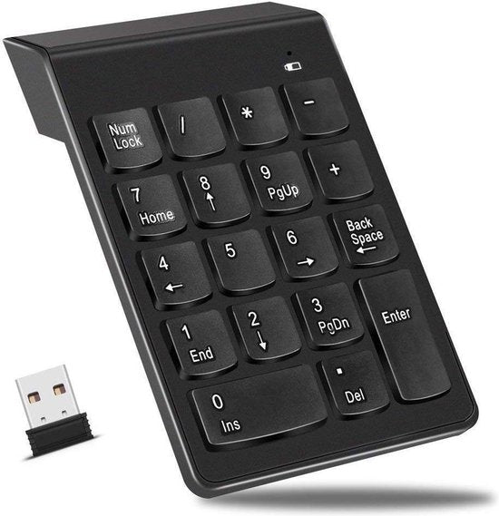 Numeriek toetsenbord draadloos – Bluetooth numpad – Compact – Oplaadbaar – Zwart-Toetsenbord-Ilumina Benelux